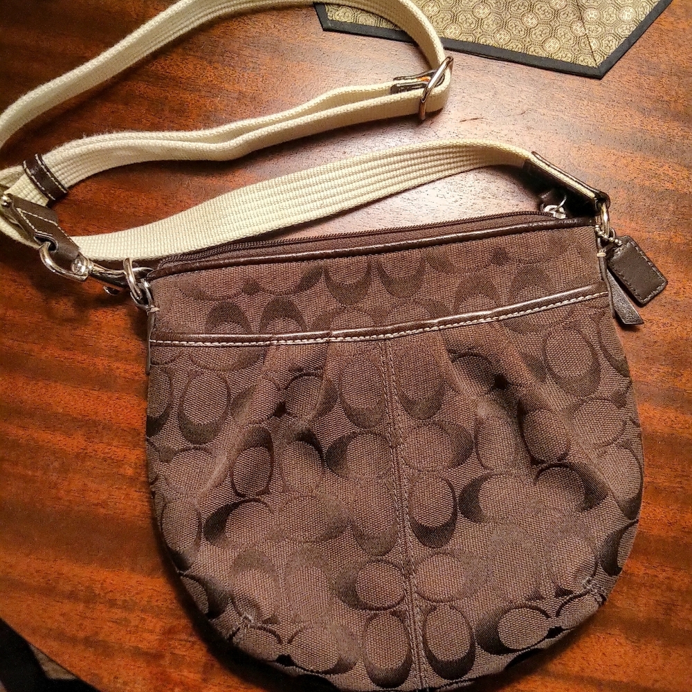 Coach Chocolate Brown Canvas Crossbody NWOT